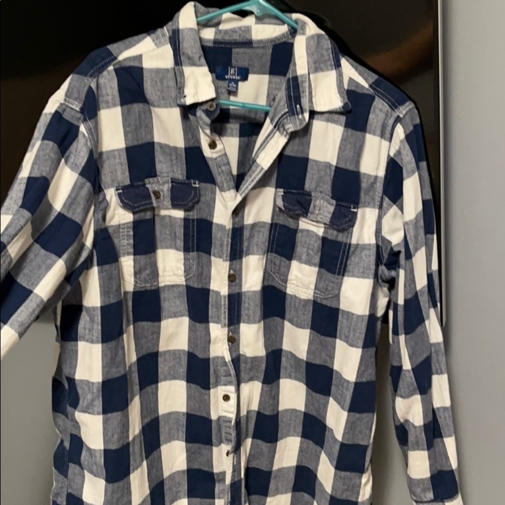Blue and white plaid flannel